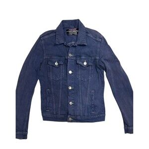 Azur Small Blue Denim Jacket Women’s Trucker Casual Vintage‎ Style Button Front